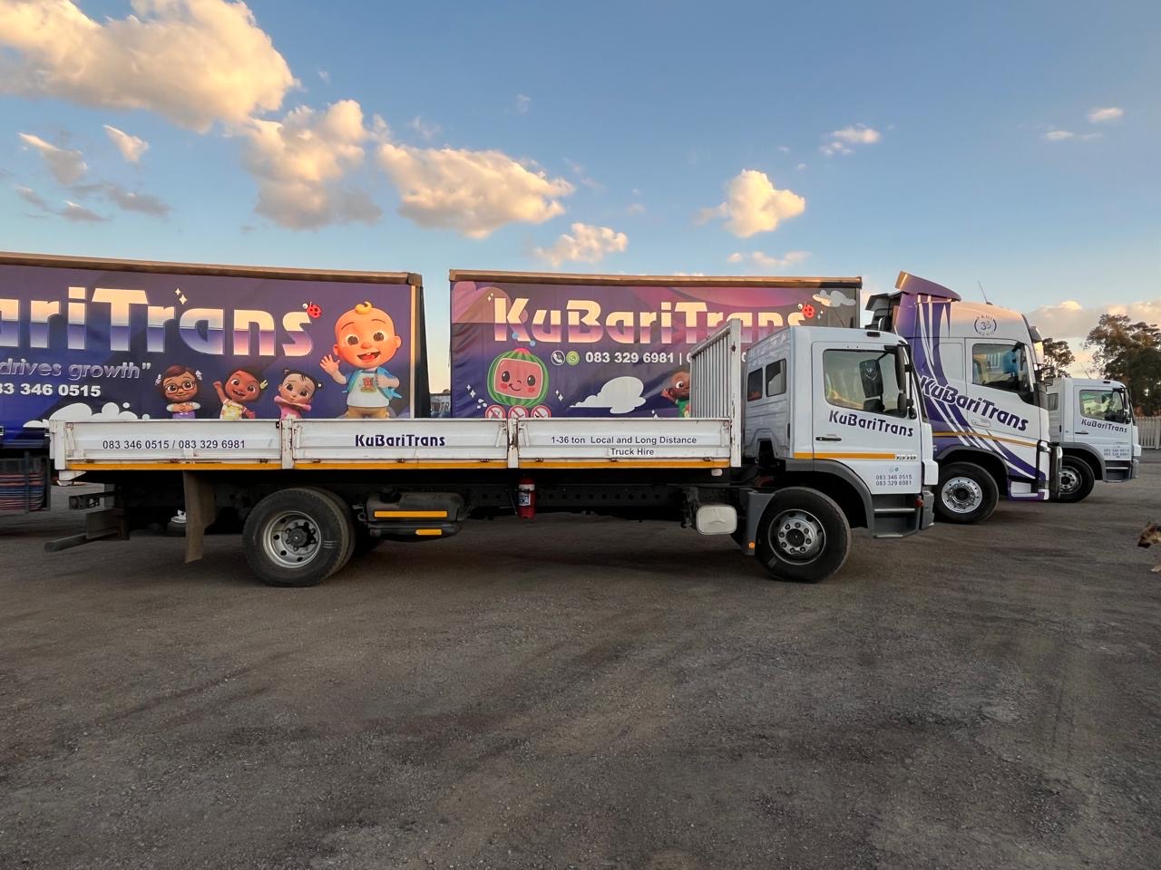 KuBariTrans 8-ton truck fleet in yard